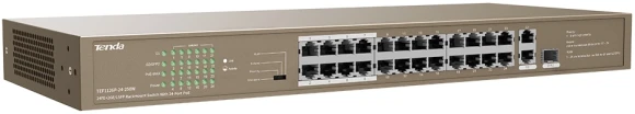 Коммутатор Tenda TEF1126P-24-250W (L2) 24x100Мбит/с 2x1Гбит/с 1SFP 24PoE 230W неуправляемый Коммутатор Tenda TEF1126P-24-250W (L2) 24x100Мбит/с 2x1Гбит/с 1SFP 24PoE 230W неуправляемый