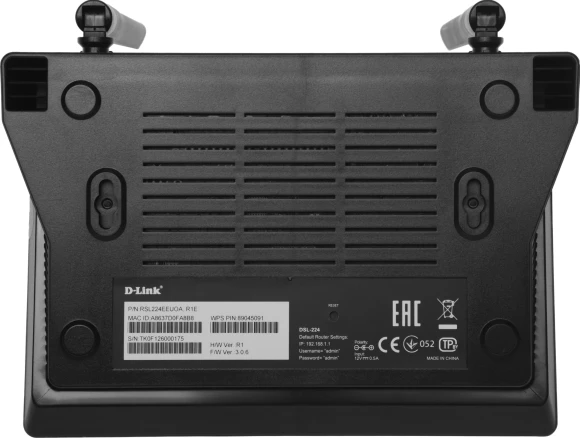 Роутер беспроводной D-Link DSL-224 N300 10/100BASE-TX черный Роутер беспроводной D-Link DSL-224 N300 10/100BASE-TX черный