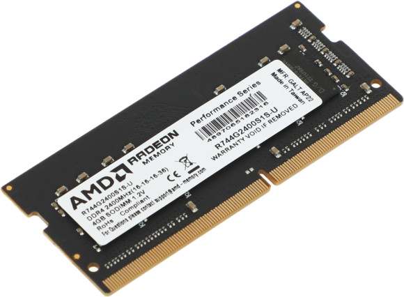 Память DDR4 4Gb 2400MHz AMD R744G2400S1S-U Radeon R7 Performance Series RTL PC4-19200 CL16 SO-DIMM 260-pin 1.2В Ret Память DDR4 4Gb 2400MHz AMD R744G2400S1S-U Radeon R7 Performance Series RTL PC4-19200 CL16 SO-DIMM 260-pin 1.2В Ret
