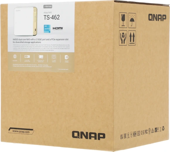 Сетевое хранилище NAS Qnap Original TS-462-4G 4-bay настольный Celeron N4505