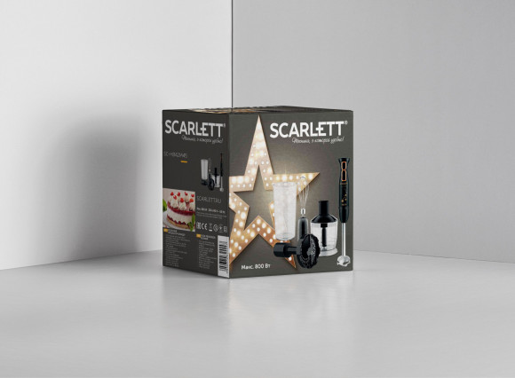 Блендер погружной Scarlett Золотая коллекция SC-HB42M45 800Вт черный/золотистый