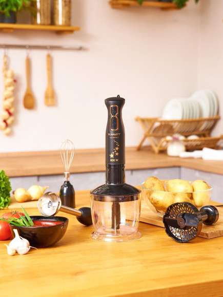 Блендер погружной Scarlett Золотая коллекция SC-HB42M45 800Вт черный/золотистый