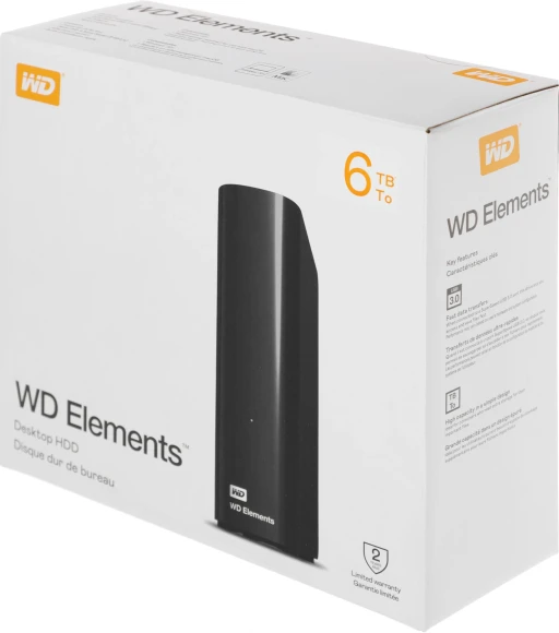Жесткий диск WD USB3.0 6TB WDBWLG0060HBK-EESN Elements Desktop 3.5" черный