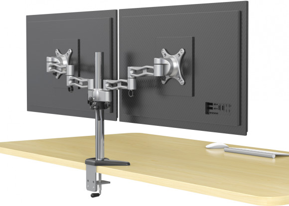 Кронштейн для мониторов Cactus CS-VM-D08-AL серебристый 13"-27" макс.8кг настольный поворот и наклон Кронштейн для мониторов Cactus CS-VM-D08-AL серебристый 13"-27" макс.8кг настольный поворот и наклон