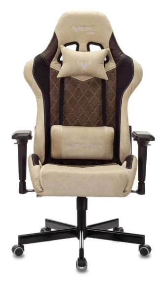 Кресло игровое Zombie VIKING 7 KNIGHT Fabric коричневый/бежевый ткань/эко.кожа с подголов. крестов. металл