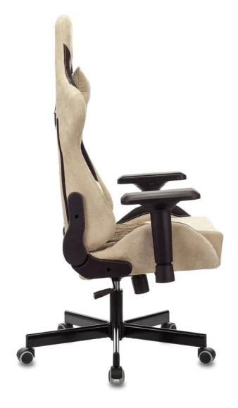 Кресло игровое Zombie VIKING 7 KNIGHT Fabric коричневый/бежевый ткань/эко.кожа с подголов. крестов. металл