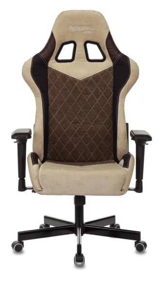 Кресло игровое Zombie VIKING 7 KNIGHT Fabric коричневый/бежевый ткань/эко.кожа с подголов. крестов. металл