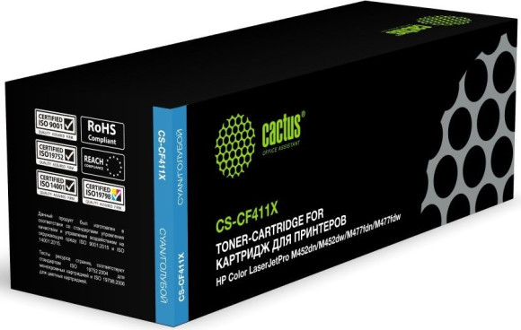 Картридж лазерный Cactus CS-CF411X CF411X голубой (5000стр.) для HP HP CLJ Pro M452dn/ M452dw/M477fdn/M477fdw Картридж лазерный Cactus CS-CF411X CF411X голубой (5000стр.) для HP HP CLJ Pro M452dn/ M452dw/M477fdn/M477fdw