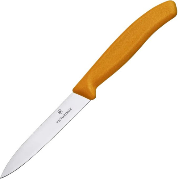 Нож кухонный Victorinox Swiss Classic (6.7606.L119) стальной для чистки овощей и фруктов лезв.80мм прямая заточка оранжевый