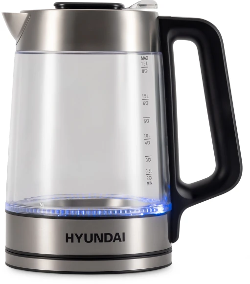 Чайник электрический Hyundai HYK-G5607 1.9л. 2200Вт черный/серебристый корпус: стекло