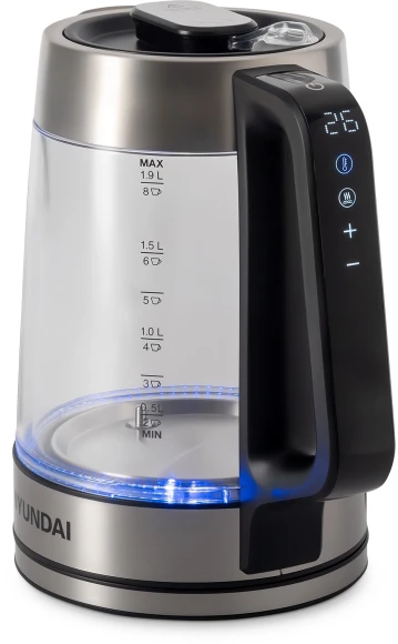 Чайник электрический Hyundai HYK-G5607 1.9л. 2200Вт черный/серебристый корпус: стекло
