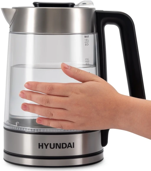 Чайник электрический Hyundai HYK-G5607 1.9л. 2200Вт черный/серебристый корпус: стекло