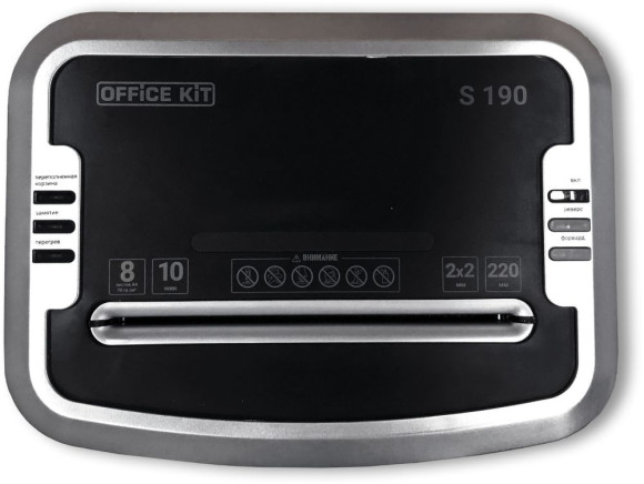 Шредер Office Kit S190 (2x2) черный (секр.P-6) фрагменты 7лист. 20лтр. Шредер Office Kit S190 (2x2) черный (секр.P-6) фрагменты 7лист. 20лтр.