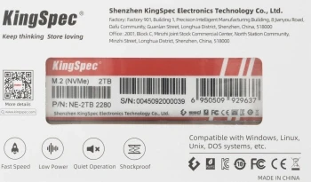 Накопитель SSD Kingspec PCIe 3.0 x4 2TB NE-2TB M.2 2280