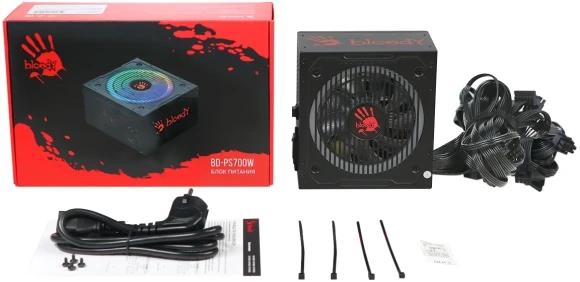 Блок питания Bloody ATX 700W BD-PS700W 80 PLUS WHITE (20+4pin) APFC 120mm fan color LED 6xSATA RTL Блок питания Bloody ATX 700W BD-PS700W 80 PLUS WHITE (20+4pin) APFC 120mm fan color LED 6xSATA RTL