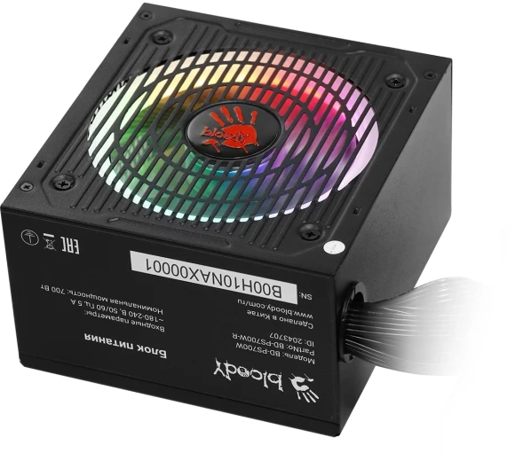 Блок питания Bloody ATX 700W BD-PS700W 80 PLUS WHITE (20+4pin) APFC 120mm fan color LED 6xSATA RTL Блок питания Bloody ATX 700W BD-PS700W 80 PLUS WHITE (20+4pin) APFC 120mm fan color LED 6xSATA RTL