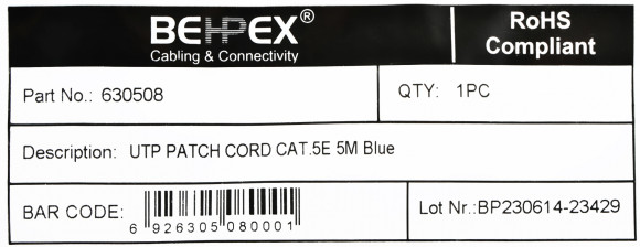 Патч-корд cat.5E molded 5м синий RJ-45 (m)-RJ-45 (m) Патч-корд cat.5E molded 5м синий RJ-45 (m)-RJ-45 (m)