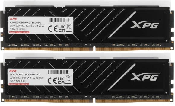Память DDR4 2x8GB 3200MHz A-Data AX4U32008G16A-DTBKD35G XPG Spectrix D35G RGB RTL Gaming PC4-25600 CL16 DIMM UDIMM 288-pin 1.35В single rank с радиатором Ret