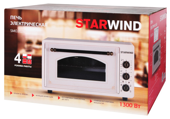 Мини-печь Starwind SMO2026 36л. 1300Вт бежевый