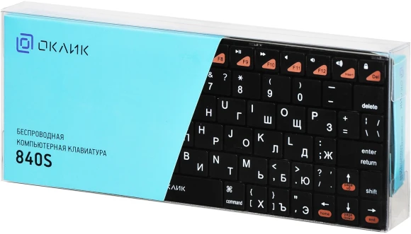 Клавиатура Оклик 840S черный USB беспроводная BT slim (754787)