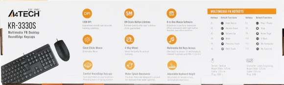 Клавиатура + мышь A4Tech KR-3330S клав:черный мышь:черный USB