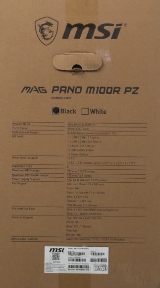 Корпус MSI MAG PANO M100R PZ черный без БП mATX 3x120mm 4x140mm 1xUSB3.1 audio CardReader AirDuct bott PSU