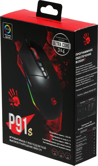 Мышь A4Tech Bloody P91s черный оптическая (8000dpi) USB (8but)