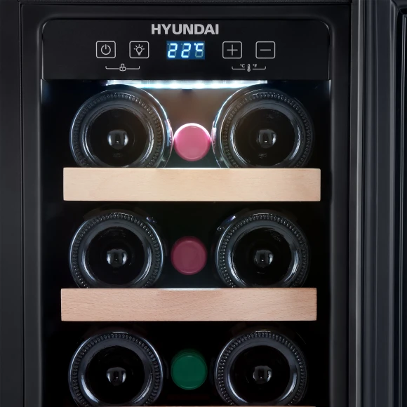 Винный шкаф Hyundai HBWC 0831 SU 1-нокамерн. черный Винный шкаф Hyundai HBWC 0831 SU 1-нокамерн. черный