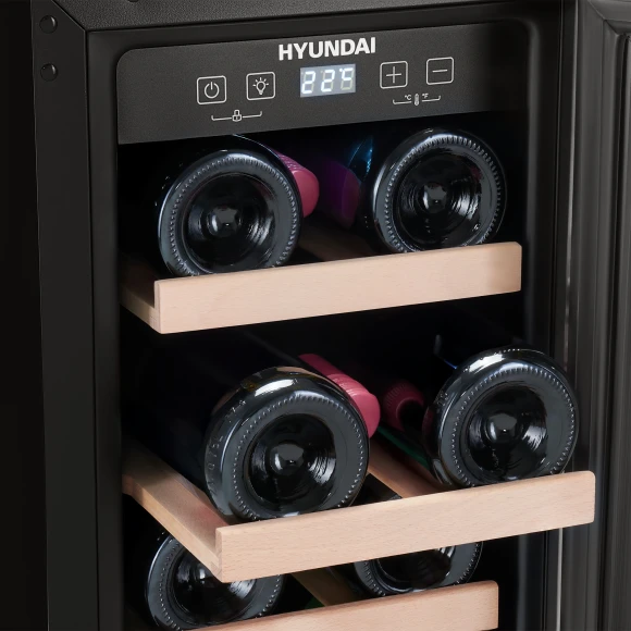 Винный шкаф Hyundai HBWC 0831 SU 1-нокамерн. черный Винный шкаф Hyundai HBWC 0831 SU 1-нокамерн. черный