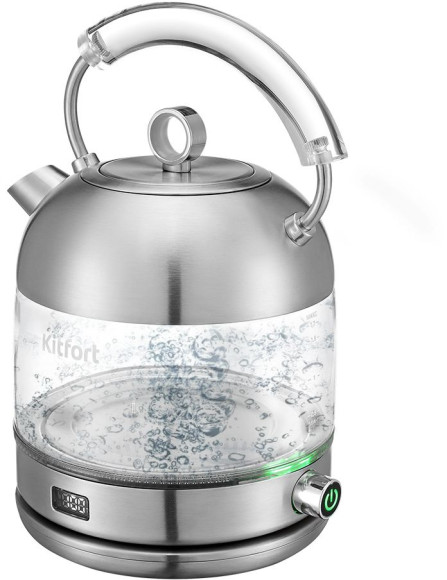 Чайник электрический Kitfort КТ-6172 1.7л. 2200Вт нержавеющая сталь корпус: стекло/металл Чайник электрический Kitfort КТ-6172 1.7л. 2200Вт нержавеющая сталь корпус: стекло/металл