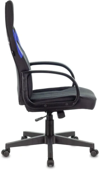 Кресло игровое Zombie RUNNER черный/синий ткань/эко.кожа крестов. пластик