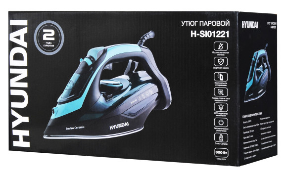 Утюг Hyundai H-SI01221 3000Вт черный/зеленый Утюг Hyundai H-SI01221 3000Вт черный/зеленый
