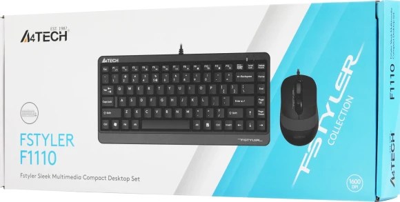 Клавиатура + мышь A4Tech Fstyler F1110 клав:черный/серый мышь:черный/серый USB Multimedia (F1110 GREY)