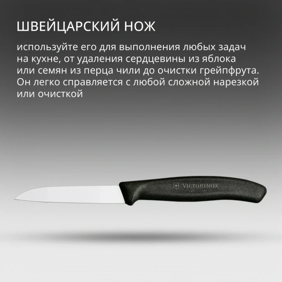 Нож кухонный Victorinox Swiss Classic (6.7403) стальной для овощей лезв.80мм прямая заточка черный