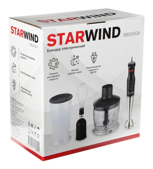 Блендер погружной Starwind SBP3432b 800Вт черный/красный Блендер погружной Starwind SBP3432b 800Вт черный/красный