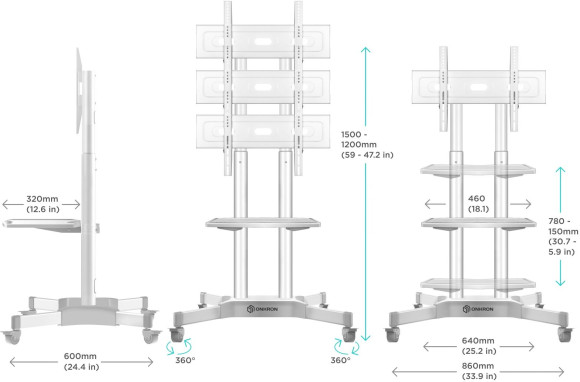 Стойка для телевизора Onkron TS1351 белый 32"-65" макс.50кг напольный мобильный Стойка для телевизора Onkron TS1351 белый 32"-65" макс.50кг напольный мобильный