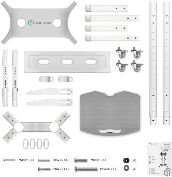 Стойка для телевизора Onkron TS1351 белый 32"-65" макс.50кг напольный мобильный Стойка для телевизора Onkron TS1351 белый 32"-65" макс.50кг напольный мобильный