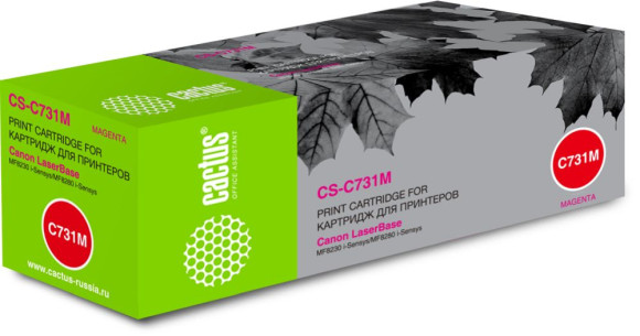 Картридж лазерный Cactus CS-C731M 731 M пурпурный (1800стр.) для Canon LaserBase MF8230 i-Sensys/MF8280 i-Sensys с чипом