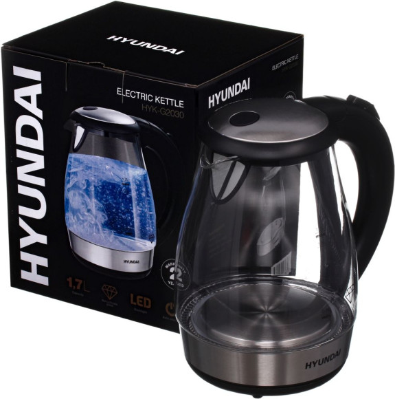 Чайник электрический Hyundai HYK-G2030 1.7л. 2200Вт черный корпус: стекло/пластик Чайник электрический Hyundai HYK-G2030 1.7л. 2200Вт черный корпус: стекло/пластик