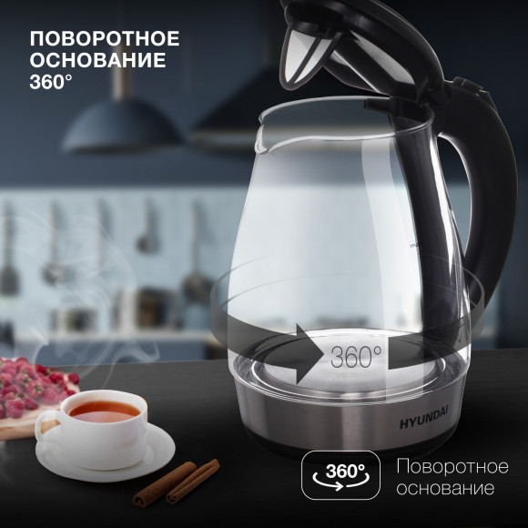 Чайник электрический Hyundai HYK-G2030 1.7л. 2200Вт черный корпус: стекло/пластик Чайник электрический Hyundai HYK-G2030 1.7л. 2200Вт черный корпус: стекло/пластик
