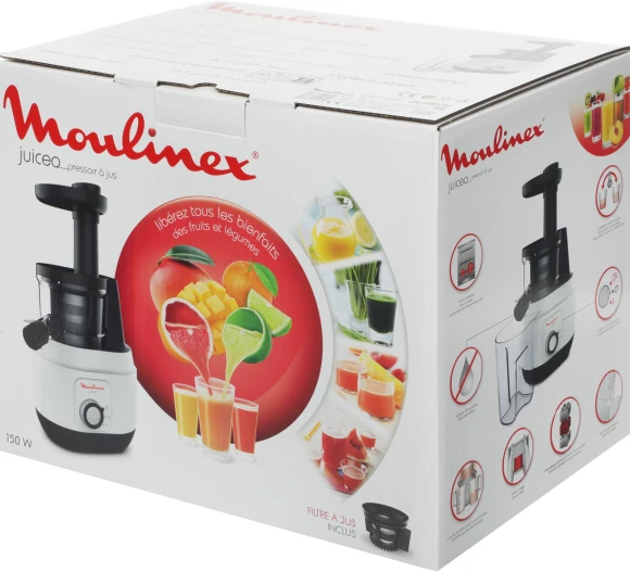 Соковыжималка шнековая Moulinex ZU150110 150Вт белый/черный