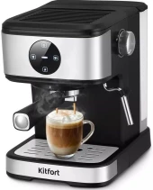 Кофеварка рожковая Kitfort КТ-7224 1100Вт нержавеющая сталь/черный Кофеварка рожковая Kitfort КТ-7224 1100Вт нержавеющая сталь/черный