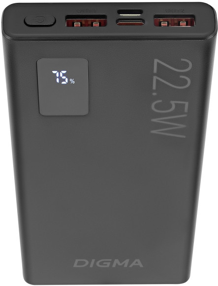 Мобильный аккумулятор Digma DGPF10A 10000mAh QC3.0/PD3.0 22.5W 3A 2xUSB-A/USB-C черный (DGPF10A22PBK)