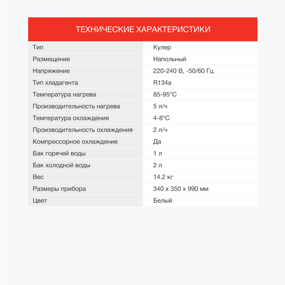 Кулер Starwind SW-1012CW напольный компрессорный белый