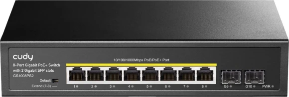 Коммутатор Cudy GS1008PS2 (L2) 8x1Гбит/с 2SFP 8PoE+ 120W неуправляемый Коммутатор Cudy GS1008PS2 (L2) 8x1Гбит/с 2SFP 8PoE+ 120W неуправляемый