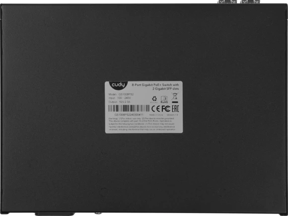 Коммутатор Cudy GS1008PS2 (L2) 8x1Гбит/с 2SFP 8PoE+ 120W неуправляемый Коммутатор Cudy GS1008PS2 (L2) 8x1Гбит/с 2SFP 8PoE+ 120W неуправляемый