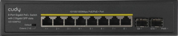 Коммутатор Cudy GS1008PS2 (L2) 8x1Гбит/с 2SFP 8PoE+ 120W неуправляемый Коммутатор Cudy GS1008PS2 (L2) 8x1Гбит/с 2SFP 8PoE+ 120W неуправляемый