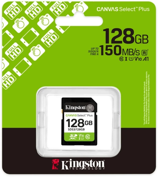 Флеш карта SDXC 128GB Kingston SDS3/128GB Canvas Select Plus V10 w/o adapter Флеш карта SDXC 128GB Kingston SDS3/128GB Canvas Select Plus V10 w/o adapter
