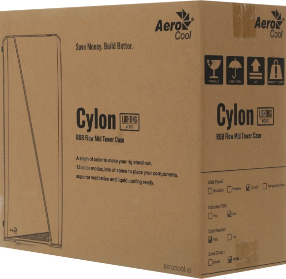 Корпус Aerocool Cylon белый без БП ATX 5x120mm 2xUSB2.0 1xUSB3.0 audio CardReader bott PSU