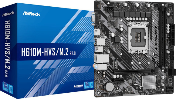 Материнская плата Asrock H610M-HVS/M.2 R2.0 Soc-1700 Intel H610 2xDDR4 mATX AC`97 8ch(7.1) GbLAN+VGA+HDMI Материнская плата Asrock H610M-HVS/M.2 R2.0 Soc-1700 Intel H610 2xDDR4 mATX AC`97 8ch(7.1) GbLAN+VGA+HDMI